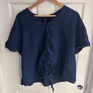 Charter Club Deep Blue Blouse with Front Tie